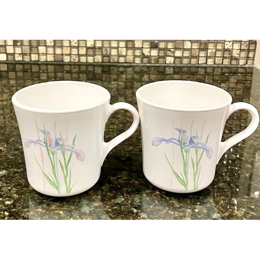 Vintage Corning Ware Corelle Shadow Iris Cup Set of 2 Cups Made in USA